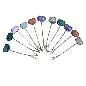 Vintage Stone Gem Hors D’oeuvres Appetizer Charcuterie Cheese Forks Set Of 11